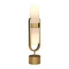 Hudson&Canal Blair Pill-Shaped Table Lamp with Milk Glass Shade - Brass/White-Includes a 6 ft. cord with rocker switch