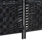 HOMCOM 6 Panels Hand-Woven Freestanding Room Divider for Home Office - Black-Materials: Poplar Wood, Woven Wicker Paper

