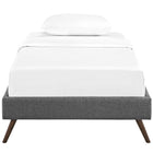 Modway Loryn Fabric Twin Bed Frame with Round Splayed Legs - Grey-Non-Marking Foot Glides