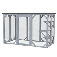 PawHut 71" L Catio Outdoor Cat Enclosure - Grey-Suitable for indoor and outdoor use 