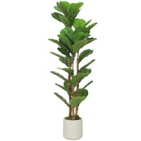 HOMCOM 4' Faux Fiddle Leaf Fig Tree - Green-Features PEVA real-touch leaves and solid wood trunks for ultra-realistic look 