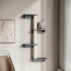 PawHut Wall-Mounted Cat Shelf with 4 Platforms and Scratching Posts - Light Grey-Wall-mounted cat wall shelf design saves floor space in small homes 