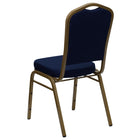 Flash Furniture HERCULES Series Crown Back Stacking Banquet Chair with Gold Frame - Navy Blue Patterned Fabric-Navy Blue Patterned Fabric Upholstery