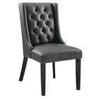 Modway Baronet Button Tufted Vegan Leather Dining Chair - Grey-Elegant Modern Dining Side Chair