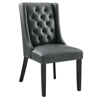 Modway Baronet Button Tufted Vegan Leather Dining Chair - Grey-Elegant Modern Dining Side Chair