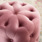 Modway Amour Tufted Button Round Performance Velvet Ottoman - Dusty Rose-Durable Stain-Resistant Fabric