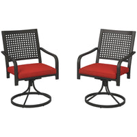 Outsunny Outdoor Patio Swivel Rocker Chairs with Cushion - Red-For two people to relax around the pool together 