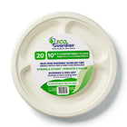 Eco Guardian Compostable Bagasse 3-Compartment Plates, Retail Packaging, 10", 240 Pack (EG-N-A007-S20)-Fridge, freezer, microwave, and oven safe