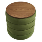Modway Mezzo Round Performance Velvet Storage Ottoman - Moss Green-Non-Marking Foot Glides