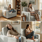 HOMCOM Velvet-feel Accent Chair with Wide Seat for Living Room - Grey-Overall Dimension: 43.3" W x 30.3" D x 32.7" H (110 x 77 x 83 cm) 
