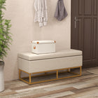 HOMCOM Upholstered Flip Top Storage Ottoman Bench - Beige-Storage under the seat lets you put away things that don't have a place