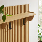 Modway Render Fluted Coat Rack Panel with Shelf - Light Oak-Decorative and Functional Storage