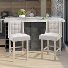 HOMCOM Counter Height Modern Upholstered Bar Stools - Beige - 2 Pack-Sinuous spring & elastic webbing system for bouncy cushions
