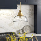 Hudson&Canal Magnolia 10.75" Wide Pendant with Glass Shade - Brass/Seeded-Clean with a soft, dry cloth and no harsh chemicals or abrasive cleaning materials