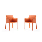 Manhattan Comfort Paris 21.65" Modern Leatherette Upholstered Dining Armchair - Coral - Set of 2-Modern Dining Chair Perfect for Dining and Home Office Use. Set of 2