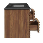 Modway Render 48" Wall-Mount Bathroom Vanity - Walnut/Black-8