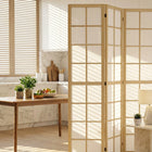 HOMCOM 6 Panel Freestanding Room Divider for Bedroom - Natural and White-Material: Pine Wood, Nonwoven Fabric 
