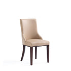 Manhattan Comfort Shubert 19.25" Modern Faux Leather and Velvet Upholstered Dining Chairs - Tan - Set of 2-Weight Capacity: 300 lb