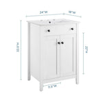 Modway Nantucket 24" Bathroom Vanity - White-Non-Marking Foot Caps
