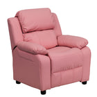 Flash Furniture Deluxe Padded Contemporary Pink Vinyl Kids Recliner with Storage Arms-Child Sized Recliner
