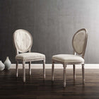 Modway Arise Vintage French Upholstered Fabric Dining Side Chair - Beige - 2 Pack-Button Tufted Diamond Trim