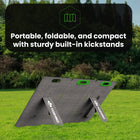 Yoshino SP100 Foldable 100W Monocrystalline Portable Solar Panel-DURABILITY – The solar cells are covered in an ETFE lamination for added protection in harsh environments and includes a water-resistant rating of IP67. Operating temperatures are -10-70℃ (14°F- 158°F.)