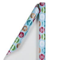 JAM Paper Christmas Wrapping Paper - 30" x 25' - Painted Snowflake Orbs -Design: Painted Snowflake Orbs, Size: 25 Sq Ft