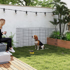 PawHut 8-Panel Foldable Dog Playpen with Bottom Pad & Top Cover - 36" H-Top cover combines mesh and sunproof fabric for versatile protection