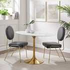 Modway Lippa 48" Oval Faux Marble Dining Table - Gold White-Chip-Resistant Metal Pedestal Base