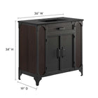 Modway Steamforge 36" Bathroom Vanity - Black-Pivot Hinges