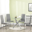 HOMCOM Dining Chairs with Upholstery Seat & Steel Legs - Grey - Set of 4-Thick foam padding and faux fur lining provide added comfort and make it easy to clean