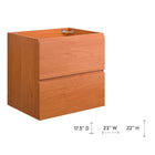 Modway Scenic 24" Wall-Mount Bathroom Vanity Cabinet - Cherry/Walnut-Full-Extension Drawers