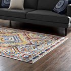 Modway Florita Distressed Southwestern Aztec Area Rug - 4 ft W x 6 ft L - Multicolored-Gripping Rubber Underside 