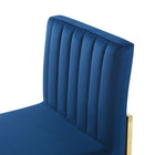 Modway Carriage Performance Velvet Dining Chair - Gold/Navy - 2 Pack-Chair Weight Capacity: 331 lbs.