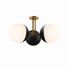 Modway Stellar 3-Light Semi-Flush Ceiling Light - Opal/Satin Brass-Metal Arms