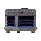 Kucht 48" KXP Series Dual Fuel Range Propane Gas - Stainless Steel/Gold-Heavy duty cast-iron cooking grates for serious heat allow movement of cookware from 1-burner to another without lifting