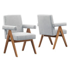 Modway Lyra Fabric Dining Room Chair - Light Grey - 2 Pack-Ergonomic Design for Comfort