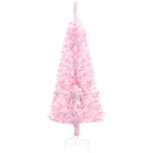 HOMCOM 4' Snow-Flocked Pencil Artificial Christmas Tree with Steel Base - Pink-Natural and healthy appearance with a lovely pink hue 