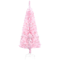 HOMCOM 4' Snow-Flocked Pencil Artificial Christmas Tree with Steel Base - Pink-Natural and healthy appearance with a lovely pink hue 