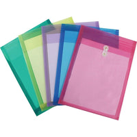 Staples Poly Envelopes with Button-Tie Closure - 9-1/4"x 13" - Assorted Colours - 5 Pack-Durable polypropylene resists moisture and tearing