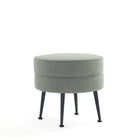Manhattan Comfort Bailey 18.11" Mid-Century Modern Polyester Blend Upholstered Ottoman - Sage Green with Black Legs-Mid-Century Modern Ottoman Perfect for Living Room Use