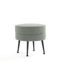 Manhattan Comfort Bailey 18.11" Mid-Century Modern Polyester Blend Upholstered Ottoman - Sage Green with Black Legs-Mid-Century Modern Ottoman Perfect for Living Room Use
