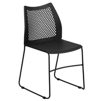 Flash Furniture HERCULES Series 661 lb. Capacity Black Sled Base Stack Chair with Air-Vent Back-Multipurpose Stack Chair