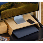 Officemate Bamboo Monitor Stand-Non-skid base provides stability and prevents the tray from sliding on surfaces