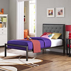 Modway Mia Fabric Twin Bed - Brown Grey-Steel rod mattress support system