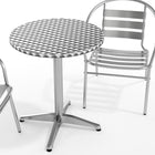 Flash Furniture 23.5" Round Aluminum Indoor-Outdoor Table Set with 2 Slat Back Chairs-Smooth Stainless Steel Table Top
