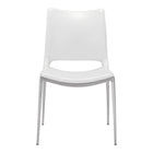 Zuo Ace Dining Chair - White/Silver - Set of 2-Plush and durable faux leather fabric