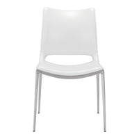 Zuo Ace Dining Chair - White/Silver - Set of 2-Plush and durable faux leather fabric