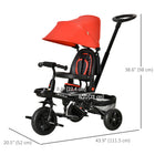 Qaba 4-in-1 Baby Tricycle Trike with Reversible Adjustable Seat - Red-The seat angle is adjustable and the seat is reversible 