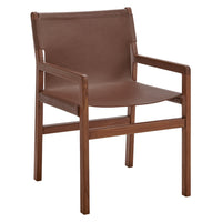 Modway Sonora Leather Dining Chair - Nutmeg Brown-Teak Wood Frame